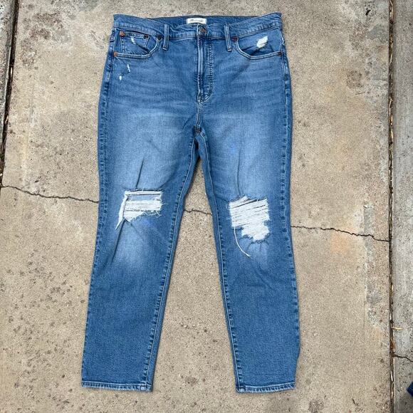 Madewell Perfect Vintage Distressed Cropped Ankle High Rise Jeans Size 32 - Picture 14 of 15